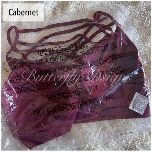 Plus Size Criss Cross Bralette Cabernet Wine Burgundy - Picture 3 of 3